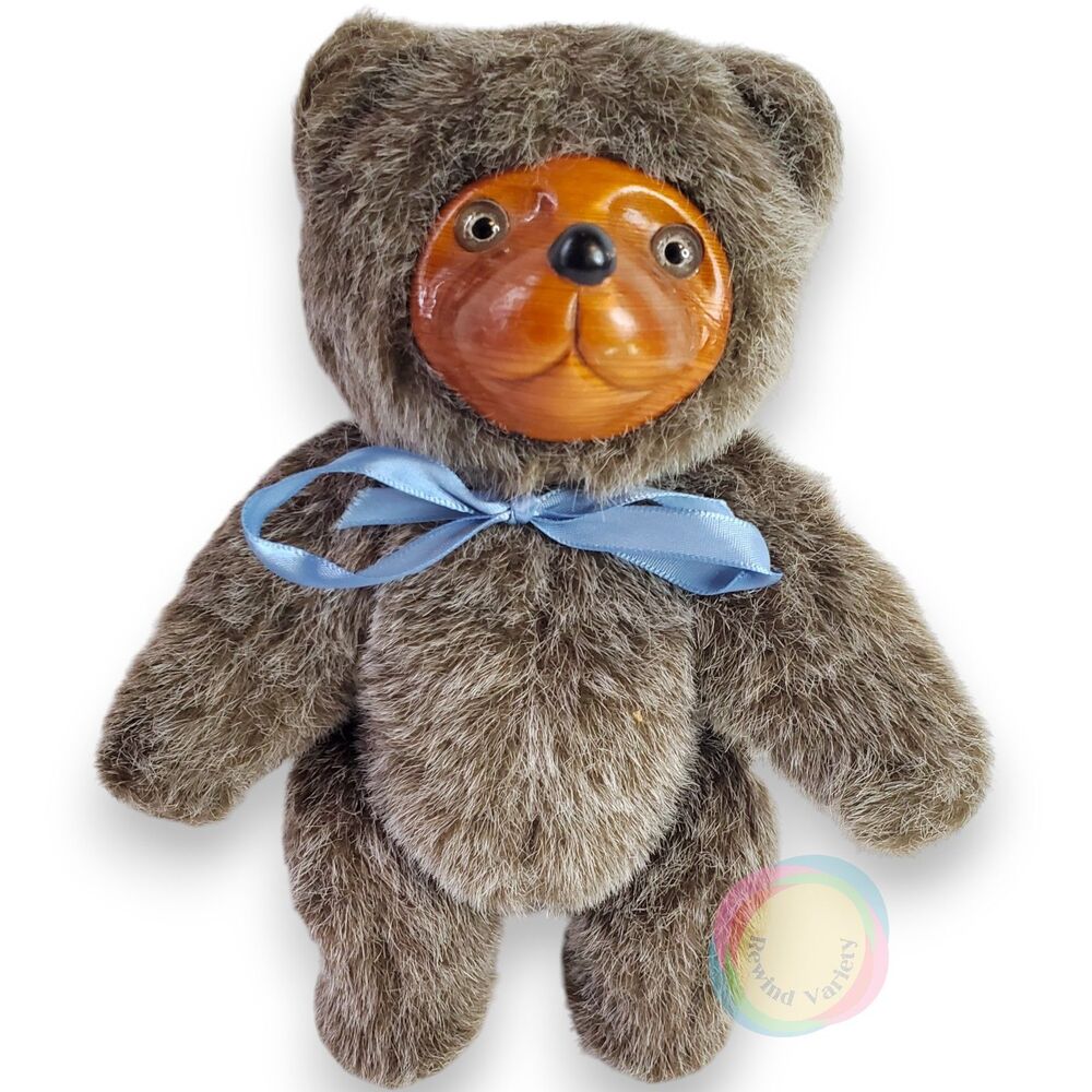 Vintage 1985 Robert Raikes Jamie Bear Wood Face